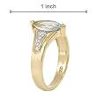 Ring With 1.30ctw Precious Stones - Genuine Diamonds and Aquamarine Well Made in 14K Yellow Gold - Certificate Available.