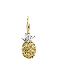 14K Two-Tone Gold Sapphire and Diamond Pineapple Charm/Pendant -- LIFETIME WARRANTY