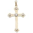 14K Yellow Gold Diamond Cross Pendant - 32.00x22.00mm