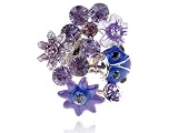 Lavender Crystal Rhinestone Purple Flower Bouquet Cluster Ladybug Adjust Ring