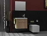Badmöbel mit Spiegel / Minimo 500 walnuss / Gäste-WC Waschtisch / Badausstattung / Badezimmer