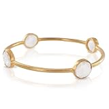 ELYA Designs 22K Yellow Gold Plated Bangle with Four Clear Quartz Gemstones
