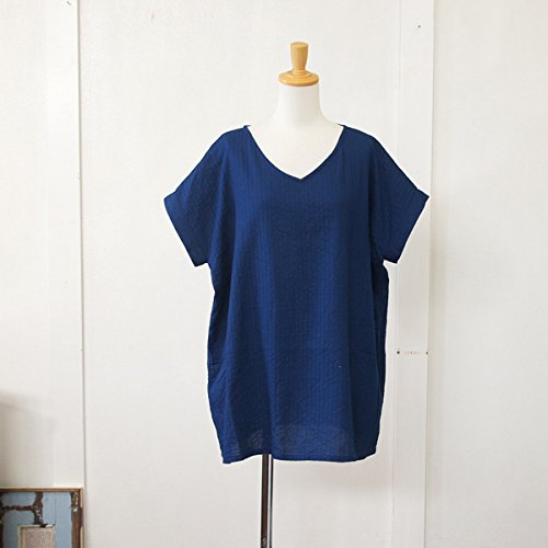 (イチ) ICHI ドビーストライプVネック半袖フレアチュニック