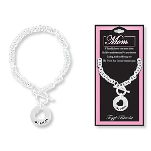 Buy MOM Circle and Heart Cut Out Silver Toggle Charm Bracelet w  Verse by MyJewelThief