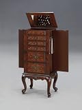 Powell Masterpiece Faux Cherry Parquet Decorated with Gold Marquetry Jewelry Armoire