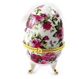 Oeuf en porcelaine "Romantisme" rose blanc
