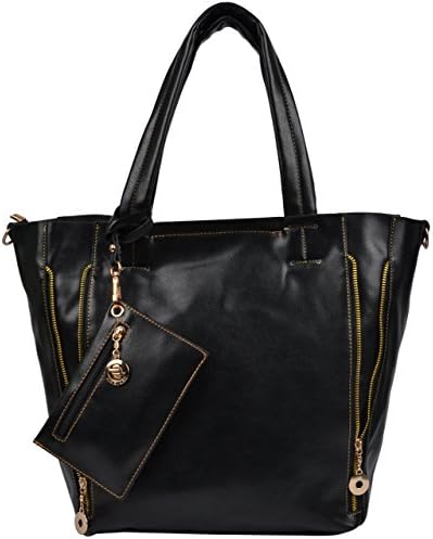 Hynes Eagle Large Totes Women Leather Shoulder Bags (Black-2)