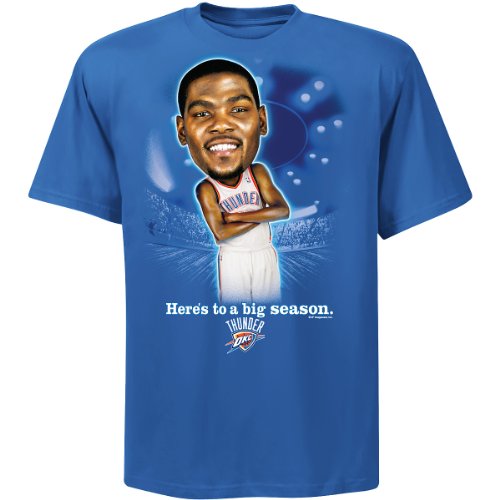 NBA Boy's Oklahoma City Thunder Kevin Durant Big Head Player Tee (Royal, Large)