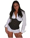 Fashion Black Steel Boned Gothic Fabric With White Strip Bustier Corset