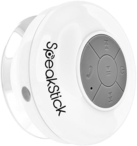 Bluetooth Shower Speaker SpeakStick With Lifetime Guarantee Rechargeable Waterproof and Portable With Mini USB Connection the Perfect Gift - White