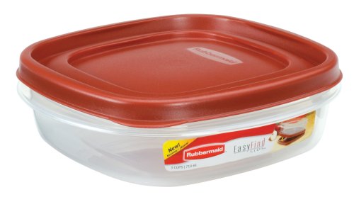 Rubbermaid 7J65 Easy Find Lid Square 3-Cup Food Storage Container