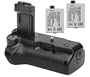 Opteka Battery Pack Grip / Vertical Shutter Release for Canon EOS Digital Rebel XS, XSi and T1i with 2 LP-E5 Batteries (3600 mAh Total)