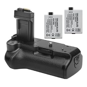 Opteka Battery Pack Grip / Vertical Shutter Release for Canon EOS Digital Rebel XS, XSi and T1i with 2 LP-E5 Batteries (3600 mAh Total)
