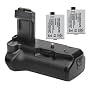 Opteka Battery Pack Grip / Vertical Shutter Release for Canon EOS Digital Rebel XS, XSi and T1i with 2 LP-E5 Batteries (3600 mAh Total)