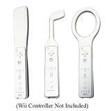 Sport Pack for Nintendo Wii Remote - Golf club, Tennis Racket, Baseball Bat - White