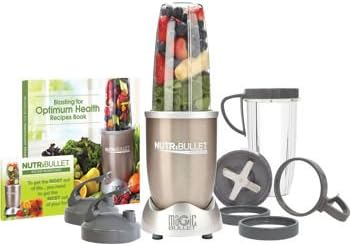 NutriBullet PRO, 900 Watt Motor, 2 Flip-top Lids, 2 Colassal Cups, Hard Cover Recipe Book, 2 Handled Lip Rings, 2 Comfort Lip Rings