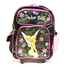 Click here to buy Disney Tinkerbell Large Rolling Black Pink Backpack by Disney.