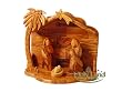 Modern Olive Wood Nativity Set with Stable