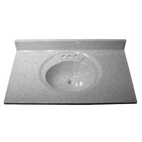 Crane Plumbing 8374-29 Astra-Lav Cultured Marble Lavatory Vanity Top with Recessed Sink, Grey