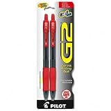 Gel Pen,Retractable,Refillable,Fine Point,2/PK,Red - PEN,ROLLBALL,G-2,FN,RD,2/CD(sold in packs of 3)