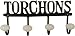 Torchons Towels Cast Iron 4 hook metal & porcelain hooks