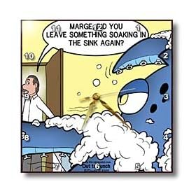 Rich Diesslins Funny Out to Lunch Cartoons - Giant Squid in the Sink - Wall Clocks
