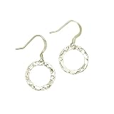Simple And Good Look Sterling Silver Round Link Hammered Earrings