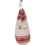 Red embroidered Linge French laundry bag