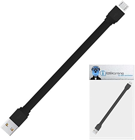 iTALKonline Innokin iTaste MVP 2.0 Black FLAT THIN USB 2.0 Micro USB MicroUSB SYNC & CHARGE Connect Charging Charger Tangle Proof Cable (30 CM)