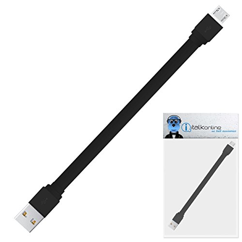 iTALKonline Innokin iTaste MVP 2.0 Black FLAT THIN USB 2.0 Micro USB MicroUSB SYNC & CHARGE Connect Charging Charger Tangle Proof Cable (30 CM)