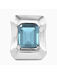 14K White Gold Emerald Cut Aquamarine Pendant -- LIFETIME WARRANTY