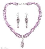 Amethyst jewelry set, 'Carnations' 0.5 W 17.9 L