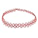 Jane Stone Choker Black Stretch Gothic Tattoo Henna Necklace (Fn1450-Red)