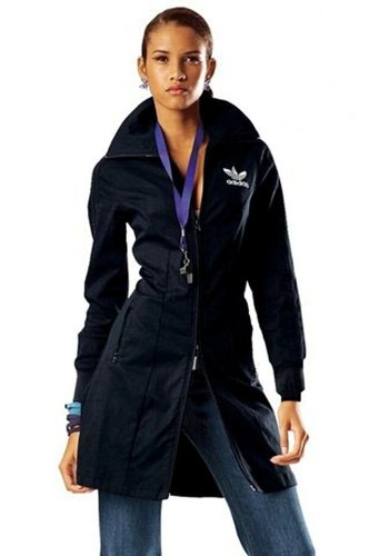 Stretch Mantelkleid von Adidas Mantel Kleid SCHWARZ mit Logo in WEISS oder GOLD