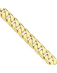 14K Yellow Gold, 7.8mm Flat Beveled Curb Bracelet - 8 Inch