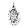 Saint Christopher Protect Us Medal in Sterling Silver Pendant W/18" Stainless-steel Chain Necklace
