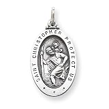 Saint Christopher Protect Us Medal in Sterling Silver Pendant W/18 Stainless-steel Chain Necklace