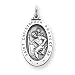 Saint Christopher Protect Us Medal in Sterling Silver Pendant with 18 inch Steel Chain Necklace