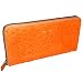  : Kena Kai Women's Italian Leather Ostrich Embossed Zippered Wallet - Orange