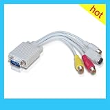 NEW VGA TO TV CONVERTER S-VIDEO & RCA OUT CABLE ADAPTER