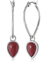 Lucky Brand Silver-Tone Red Tear Drop Earrings