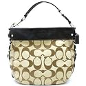 Authentic Coach Zoe Handbag - Large Khaki Signature Mahogany Brown Hobo Bag 12674