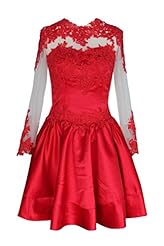 Plus Size Junior Sexy A-line Satin Applique Lace Long Sleeves Cocktail Short Homecoming Dress/Prom Dress/Party Dress 