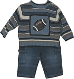 B T Kids Fall/Winter Baby Boys 3 pc Striped Football Sweater Denim Pant Set