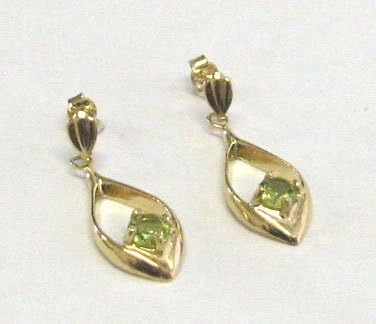 New 9CT Gold Peridot Long Drop Earrings (GD1422) GOLD EARRING / Gold Jewellry (MADE IN UK WITH HIGH QUALITY)