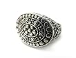Silvertone Textured Wide Oval Metal Stretch Fashion Ring