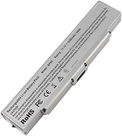 ELC World Laptop Battery for Sony Vaio VGN-AR71ZU VGN-CR11 CR21 CR31 CR49 CR59 CR60 CR70 CR90, PN: Sony VGP-BPS9/S VGP-BPS9A/S VGP-BPS9/B VGP-BPL9 VGP-BPS9A/B (5200mAh, 11.1V, 6 Cell)