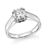 Certified, Round Cut, Solitaire Diamond Ring in 18K Gold / White (1 ct, J Color, VS1 Clarity)