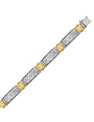 18K Yellow Gold and Sterling Silver Baroque Bracelet with Bar and Oval Links