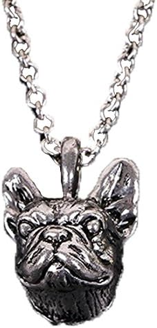 French Bulldog Head Pendant Necklace (Silver Color)